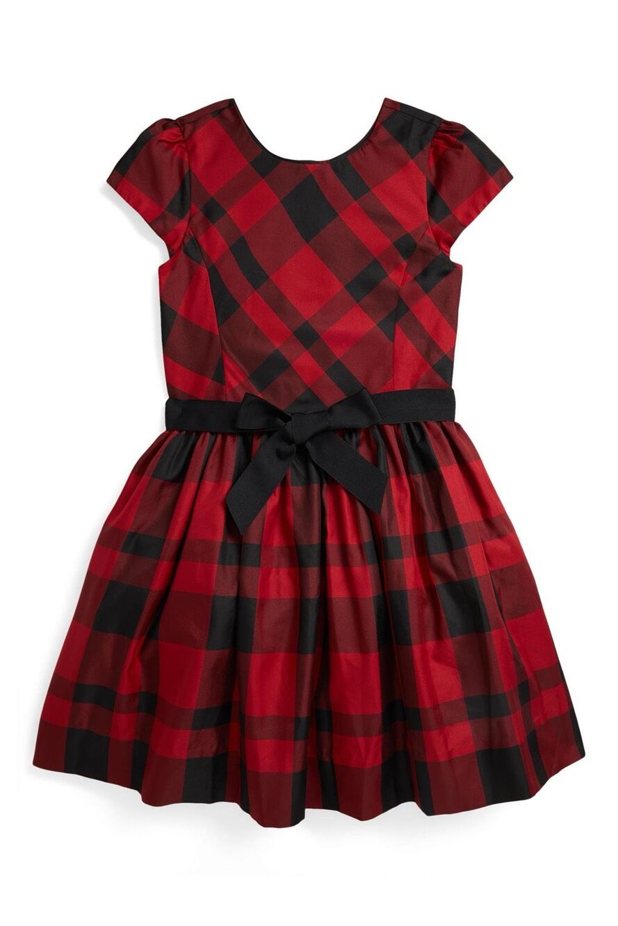 Polo Ralph Lauren Buffalo Plaid Taffeta Holiday Party Dress Red/Black 7